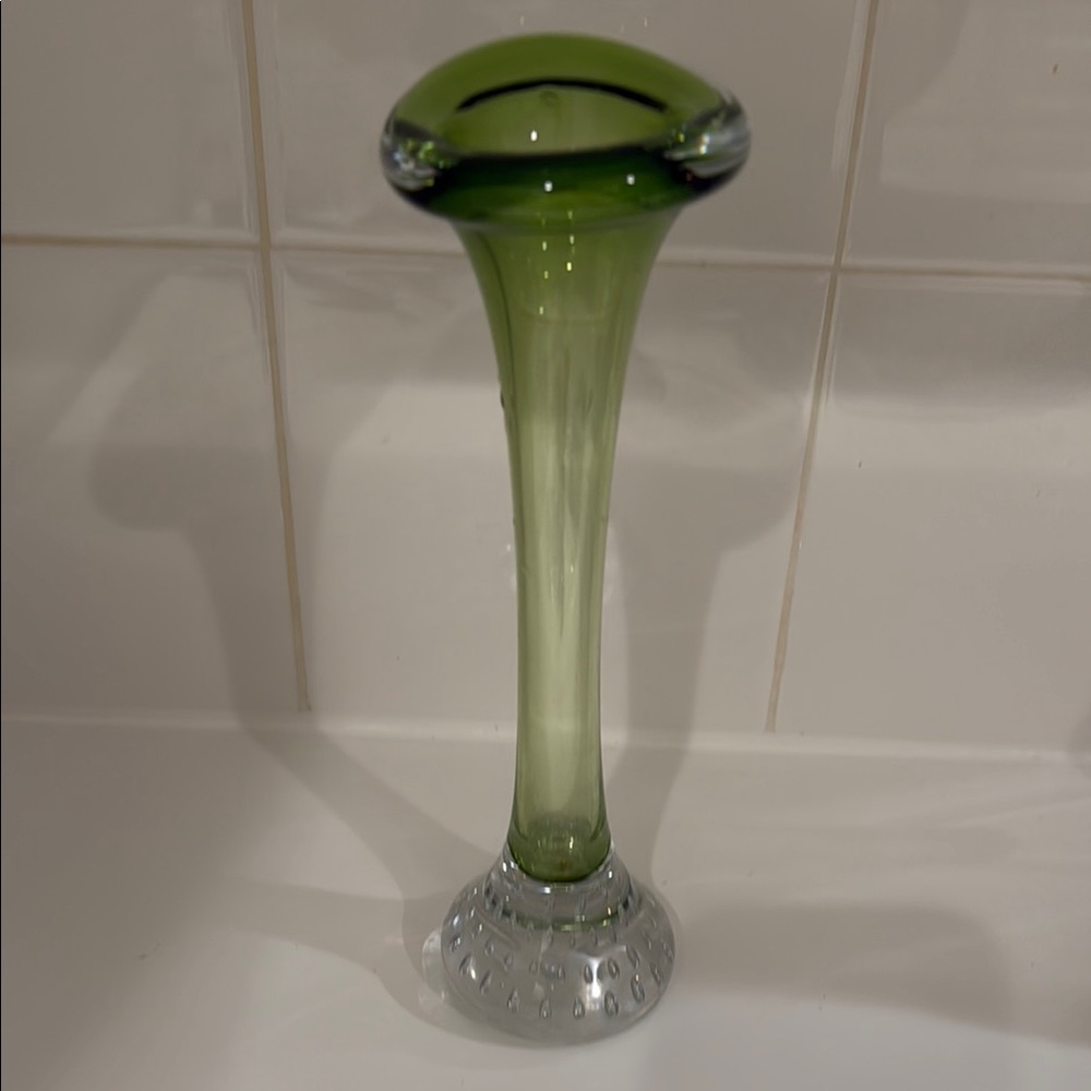 Elegant Green Glass Vase